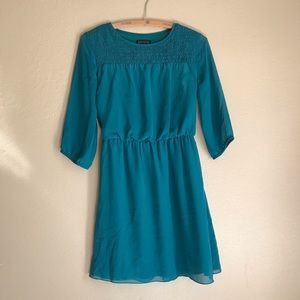 🌈 2/$10 Enfocus Studio teal fit and flare chiffon midi dress